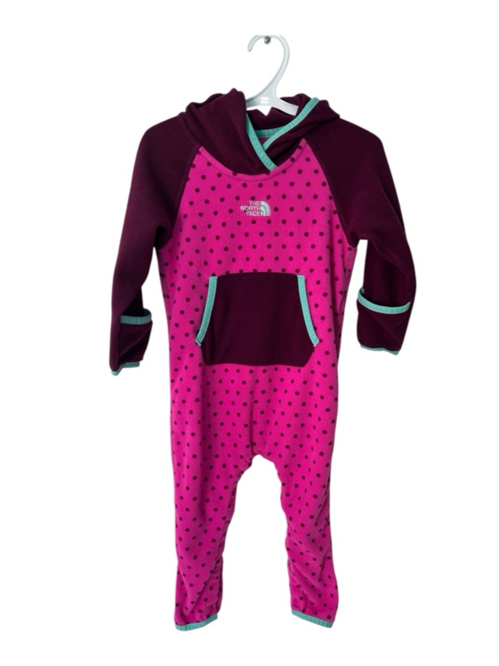The North Face Kids Pink Polka Dot Hooded One-Piece